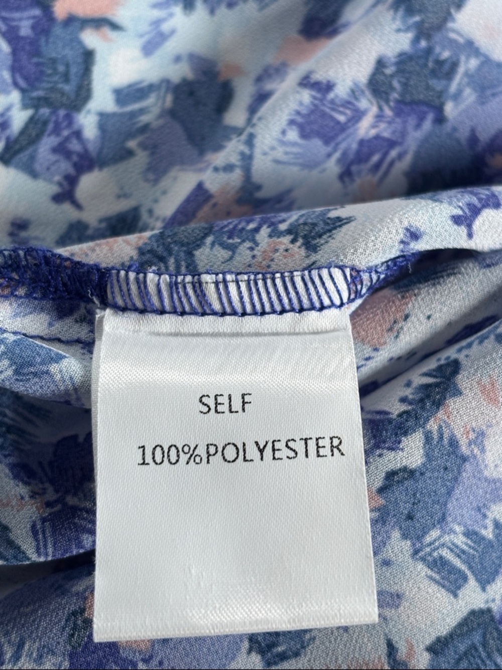 Cotton Bleu XL Blue Floral Tunic Top Longline Button Front High Slit Blouse Boho - Picture 10 of 13